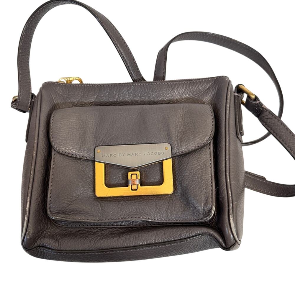 Marc Jacobs Grey Leather Crossbody Handbag Purse Women’s Classic Bag